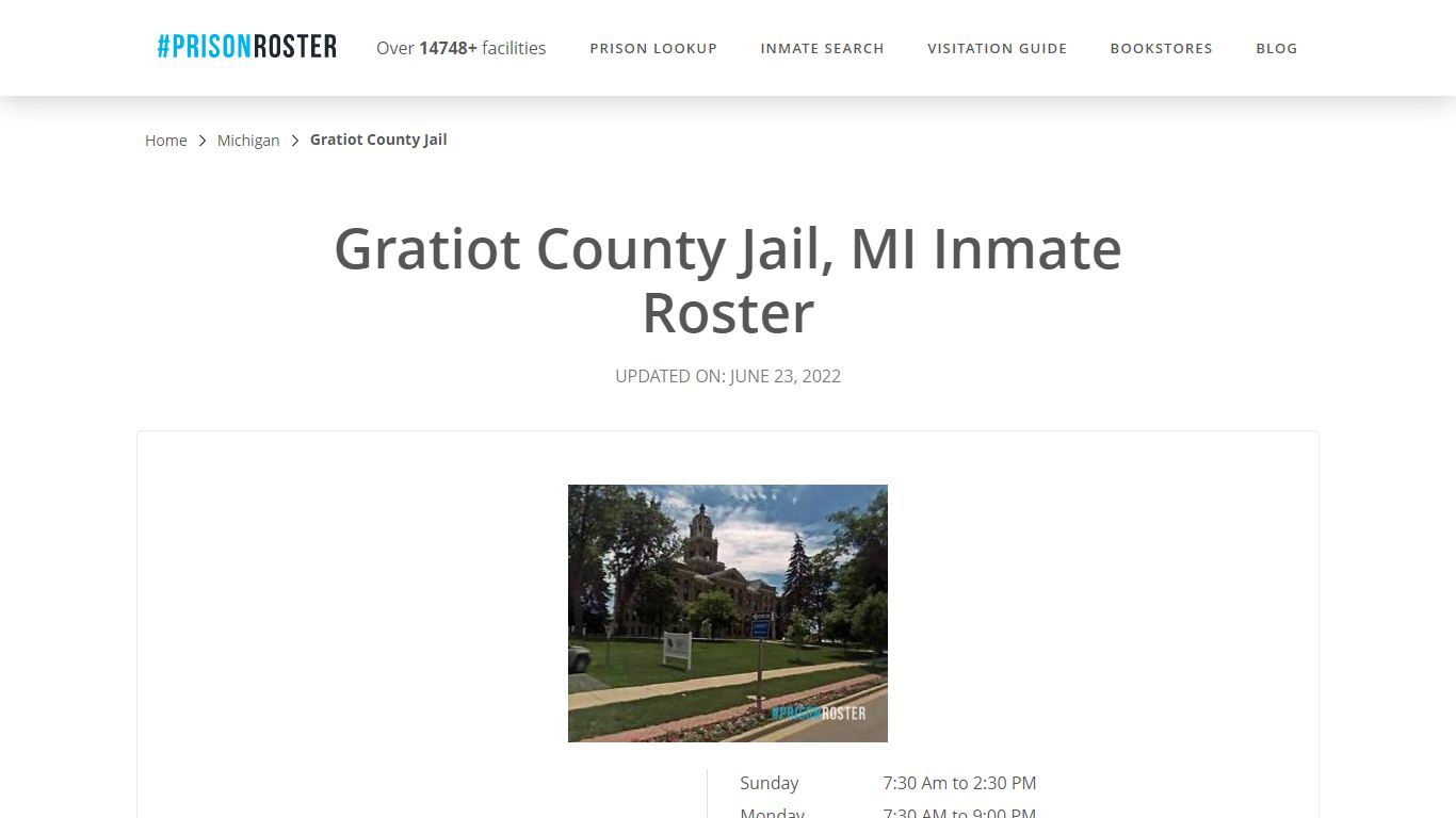 Gratiot County Jail, MI Inmate Roster